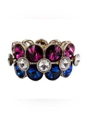 Large crystal statement bracelet with blue, purple, clear round crystals New
